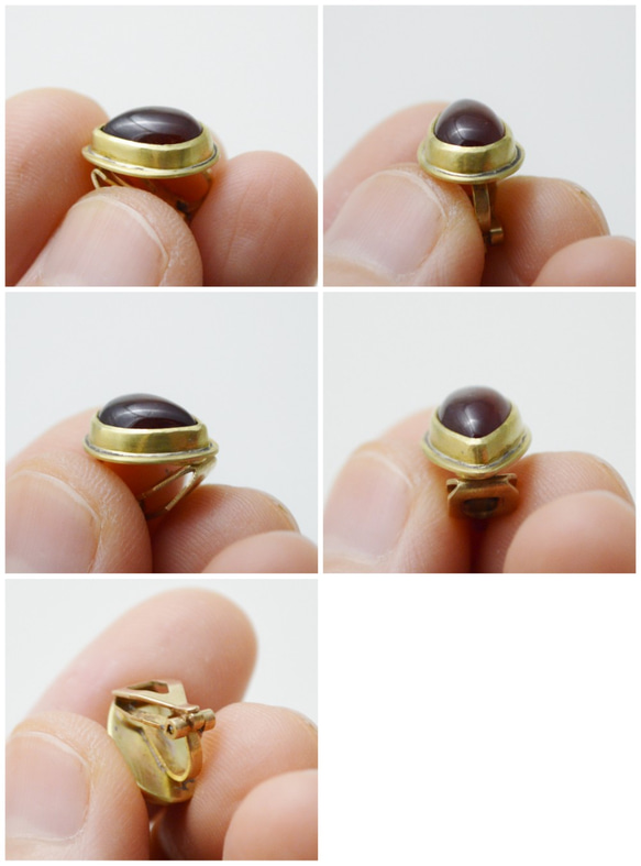 簡單系列-鈣鋁榴石(肉桂石)‧黃銅‧耳夾.夾式.耳環 第8張的照片