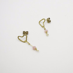 簡單的圖形-#4‧粉紅蛋白石‧黃銅耳環 第1張的照片