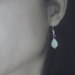 涼爽一下系列-純銀‧紫水晶‧天河石/亞馬遜石耳環 第5張的照片