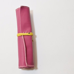 筆袋-粉紅/亮黃色搭配 卷軸造型 第1張的照片