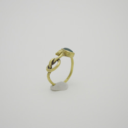 結繩記事系列-綠瑪瑙‧黃銅戒指 第5張的照片
