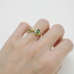 結繩記事系列-綠瑪瑙‧黃銅戒指 第6張的照片