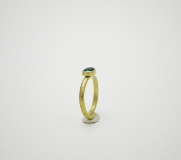 簡單小石系列-孔雀石‧黃銅戒指 第3張的照片