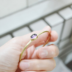 簡單小石系列-紫水晶‧黃銅手環 第7張的照片