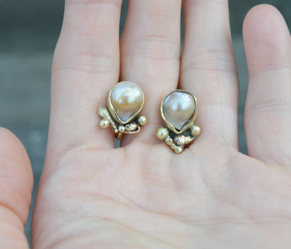 黃銅.珍珠.復古系列-耳夾.夾式.耳環 第5張的照片