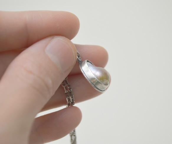 簡單小石系列-巴洛克珍珠‧硫化純銀項鍊‧#4 第8張的照片