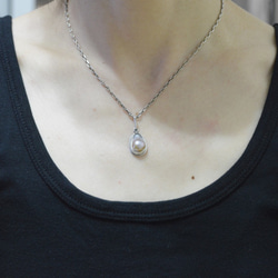 簡單小石系列-巴洛克珍珠‧硫化純銀項鍊‧#4 第9張的照片