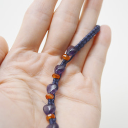 編繩系列- 藍色1‧紫水晶‧瑪瑙‧手工黃銅扣‧麻繩編織手環 第5張的照片