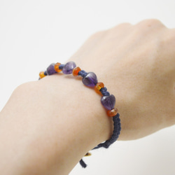 編繩系列- 藍色1‧紫水晶‧瑪瑙‧手工黃銅扣‧麻繩編織手環 第9張的照片