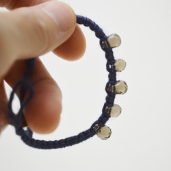 編繩系列- 藍色1‧煙水晶‧手工黃銅扣‧麻繩編織手環 第6張的照片