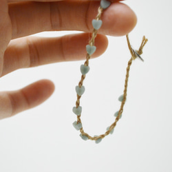 編繩系列- 淺茶色1‧天河石(亞馬遜石)‧手工純錫刻花扣‧麻繩編織手環 第6張的照片