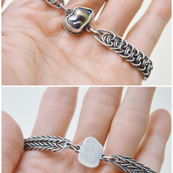簡單小石系列-巴洛克珍珠‧硫化純銀手鍊 第5張的照片