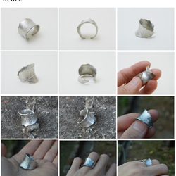 錫作系列-秋天來了‧鍛敲‧雕刻‧葉‧純錫開放戒圍戒指 第3張的照片