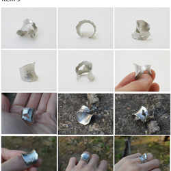 錫作系列-秋天來了‧鍛敲‧雕刻‧葉‧純錫開放戒圍戒指 第4張的照片