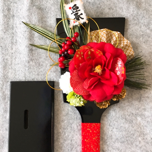 羽子板アレンジメント お正月飾り（黒）＊No.1737＊花＊ タペストリー  