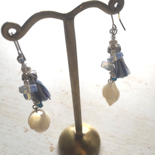 sayusayu様オーダー♡タッシェルぶら下がりピアス&braid stoneブレス