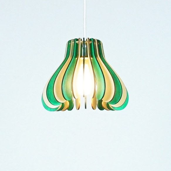 「マッシュ（フォレストグリーン）」木製ペンダントライト 照明　インテリア　北欧 フォレストグリーン マッシュ