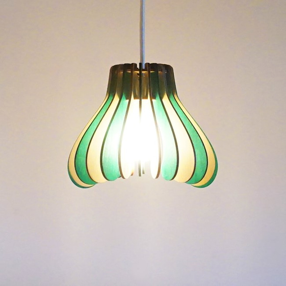 「マッシュ（フォレストグリーン）」木製ペンダントライト 照明　インテリア　北欧 フォレストグリーン マッシュ