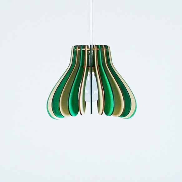 「マッシュ（フォレストグリーン）」木製ペンダントライト 照明　インテリア　北欧 フォレストグリーン マッシュ