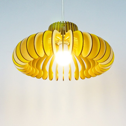 木製ペンダントライト「ビッグマッシュ（ミモザイエロー）」北欧照明