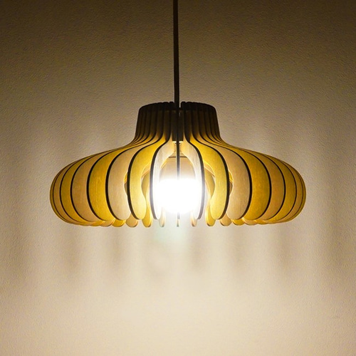 木製ペンダントライト「ビッグマッシュ（ミモザイエロー）」北欧照明