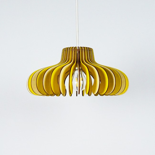 木製ペンダントライト「ビッグマッシュ（ミモザイエロー）」北欧照明