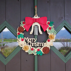 「クリスマスリース」木製リース　クリスマス　 2枚目の画像