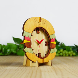 「ハンバーガー」木製置き掛け時計　 3枚目の画像