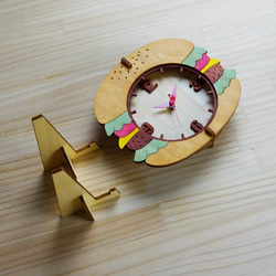 「ハンバーガー」木製置き掛け時計　 5枚目の画像