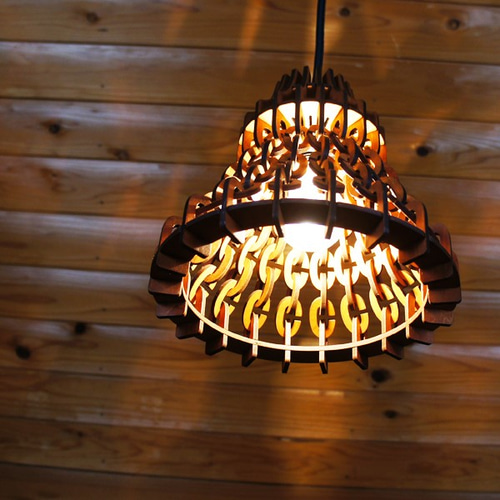 ニット」木製チェーンペンダントライト 照明 インテリア シーリング