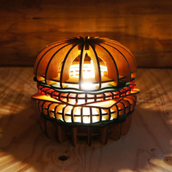「ハンバーガー」木製フロアランプ 照明　インテリア 1枚目の画像