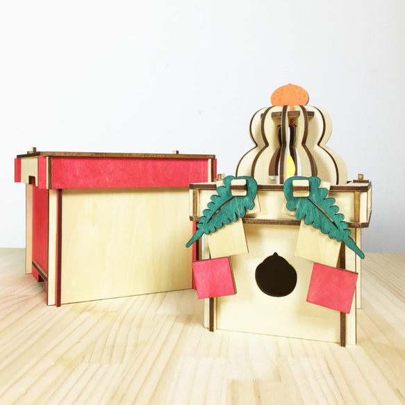 「鏡餅」木製ミニランプ＆オリジナルギフトボックス かわいい　照明 1枚目の画像