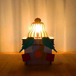 「鏡餅＆三方」木製フロアランプ　照明　お正月 3枚目の画像