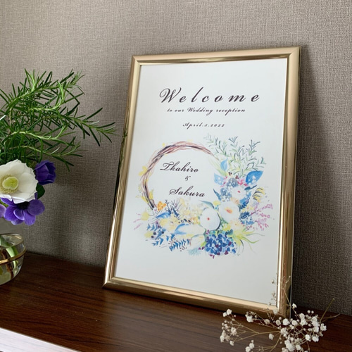 両親記念品 結婚式 リースボード オーダーメイド ウェルカムボード 書籍掲載】白とグリーン ナチュラルさがおしゃれな結婚式ウェルカム