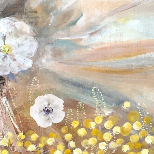 アネモネとなずな 未来へ 【F10 キャンバス 原画】 #絵画 畫 DENNY