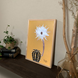 サボテンの花　白い花　【原画　A3サイズ】　#絵画#インテリアアート 3枚目の画像