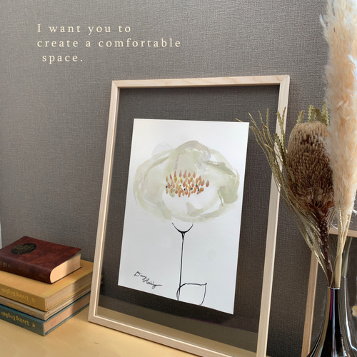 flower 【原画 A4/アクリル画】 透ける額装セットオプションあり