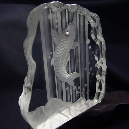 クリスタルガラスオブジェ「昇鯉（しょうり）」 その他インテリア雑貨