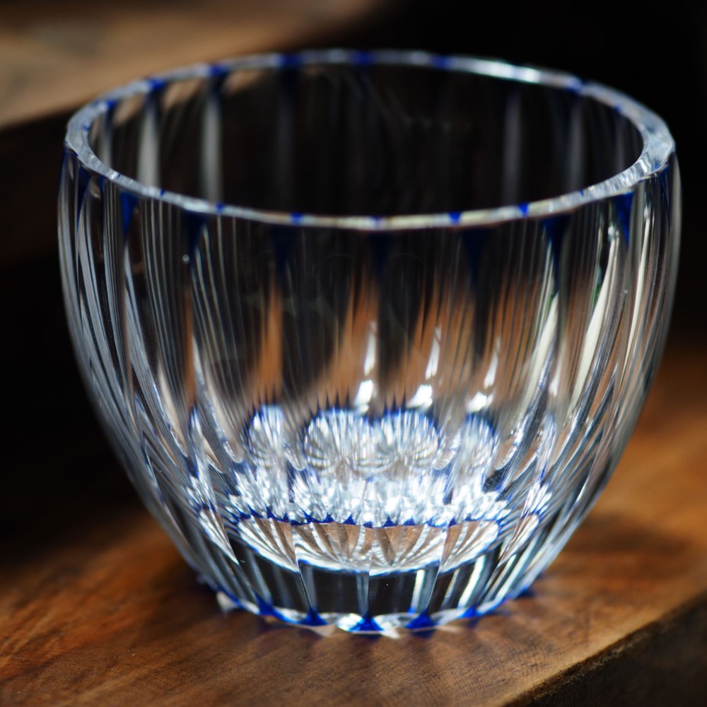 切子盃クリスタル「引き玉・瑠璃」