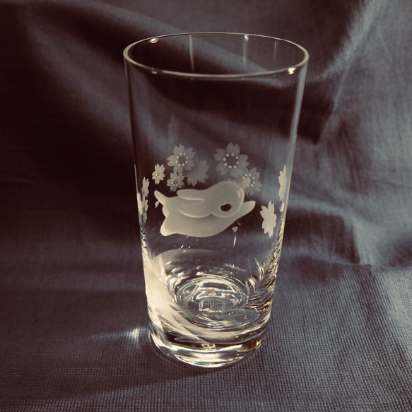 馬柄ガラス酒盃、サンドブラスト 5個セット