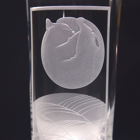 猫ビールグラス「花札シリーズ・月」 2枚目の画像