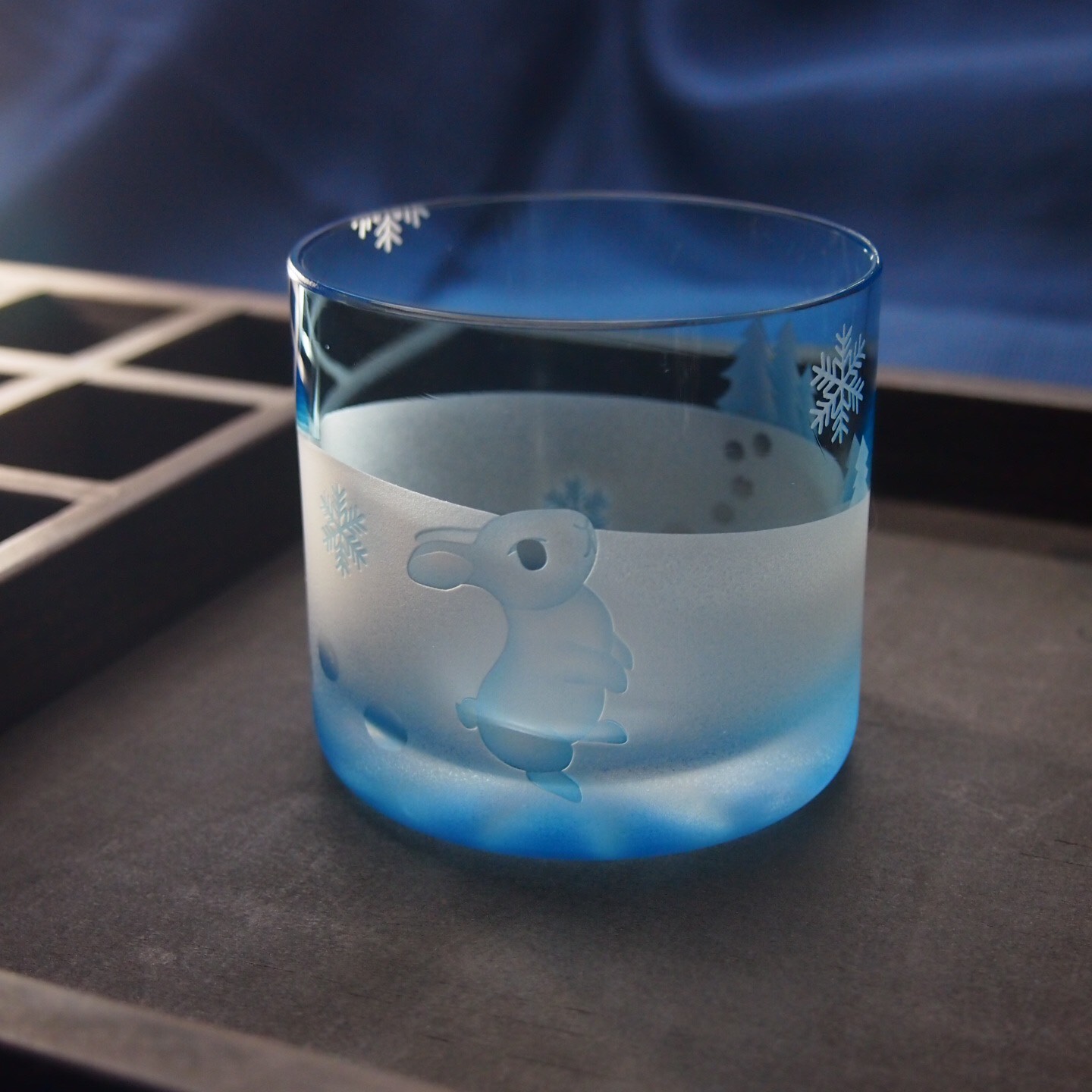 ショートロックグラス「雪うさぎ」グラス