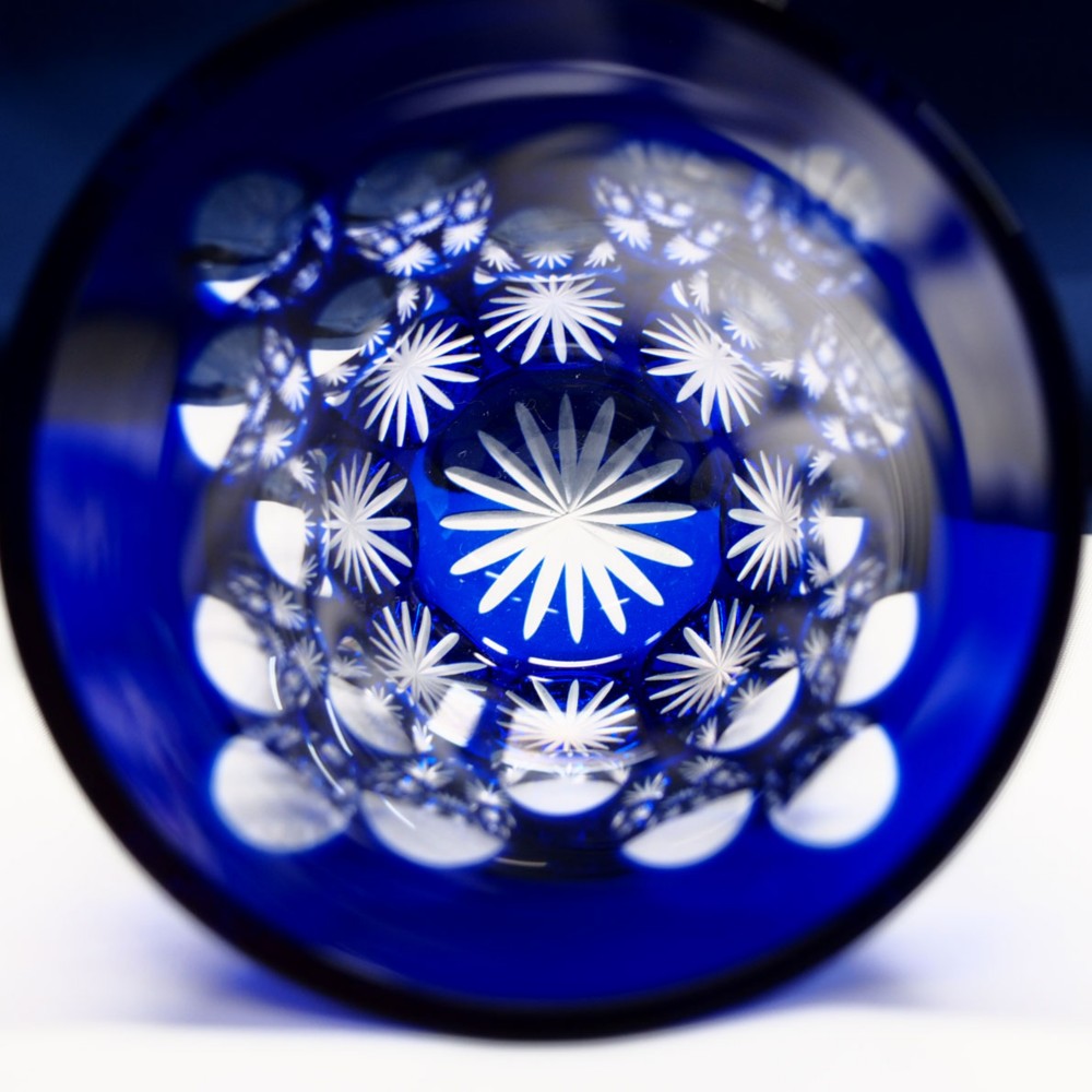 花火のような切子盃　瑠璃と銅赤ペア