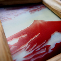 彫刻ガラス絵「赤富士」 5枚目の画像
