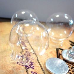 〇銀色〇　25mmボール+平底蓋+小蓋　〇　ガラスボール　ペンダント用　DIY素材 3枚目の画像