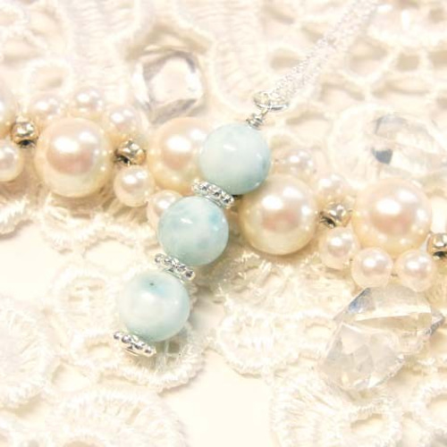 ☆海の神秘☆ドミニカ共和国産ラリマーの3連ネックレス ネックレス 