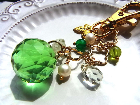 福袋 セール グリーンサンキャッチャーバックチャーム☆ キーホルダー STONE アクセサリー