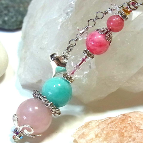 インカローズ×虹の女神アイリスの恋愛成就パワーストーンストラップ インカローズ×虹の女神アイリスの恋愛成就パワーストーンストラップ