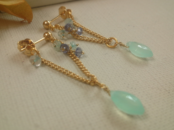 Blue Chalcedony　*　Uターンピアス 3枚目の画像