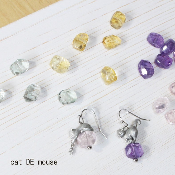 cat DE mouse マルチストーンピアス≪タンブルカット≫≪片耳≫≪シルバー≫ 1枚目の画像